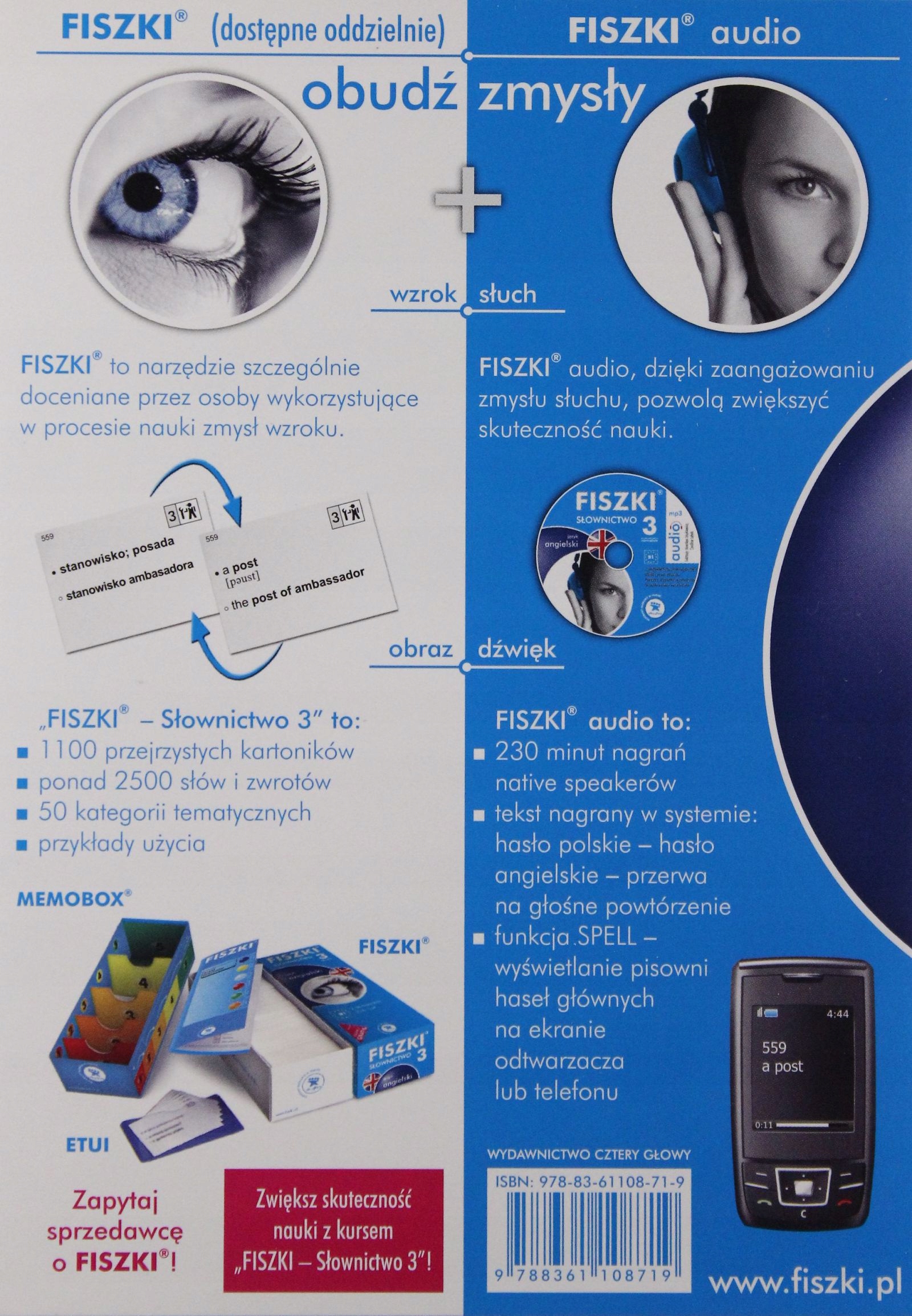 JĘZYK ANGIELSKI. SŁOWNICTWO 3. FISZKI AUDIO CD MP3 Stan opakowania oryginalne