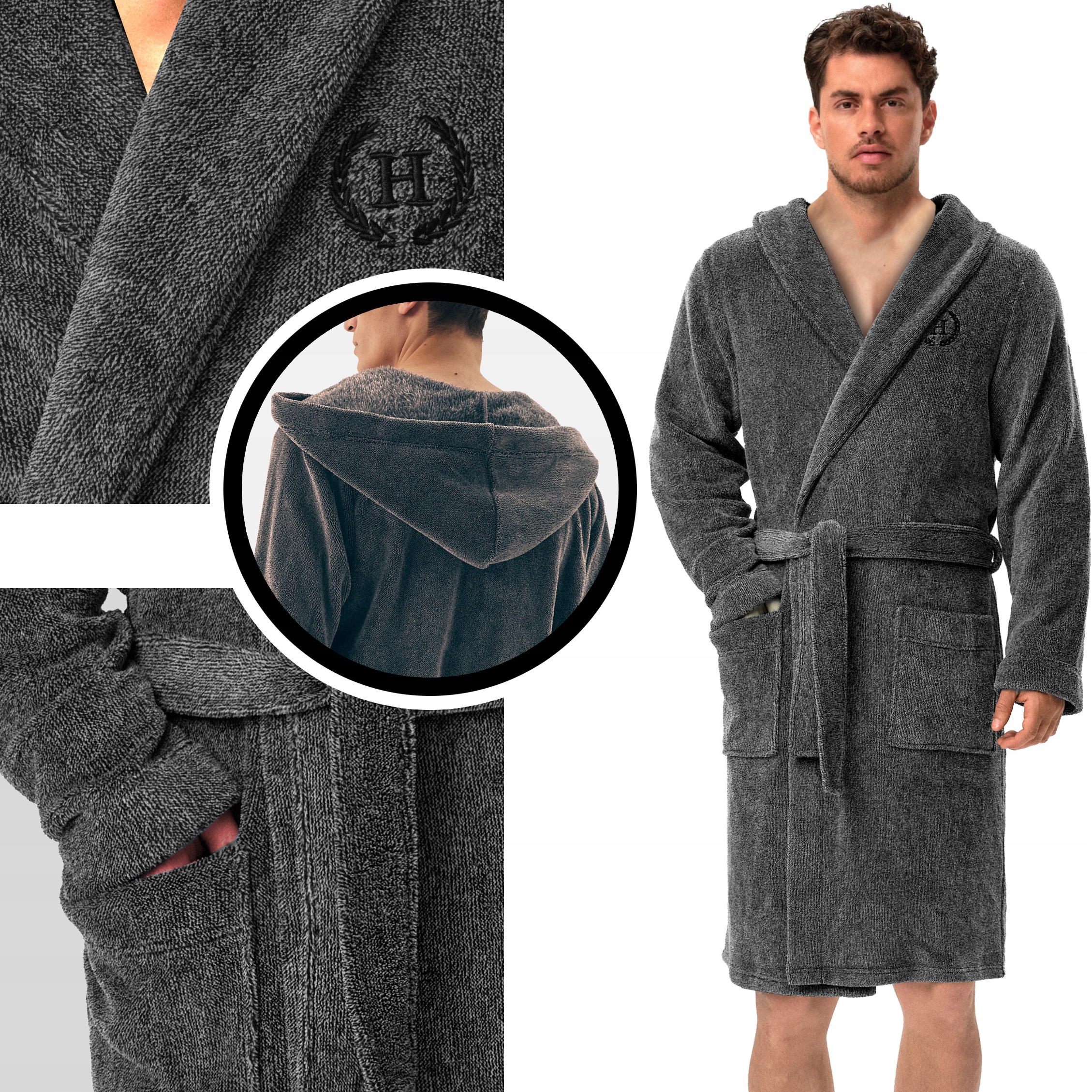Henderson pánský krátký župan Kapuce s kapsami na zavazování MILD premium 3XL