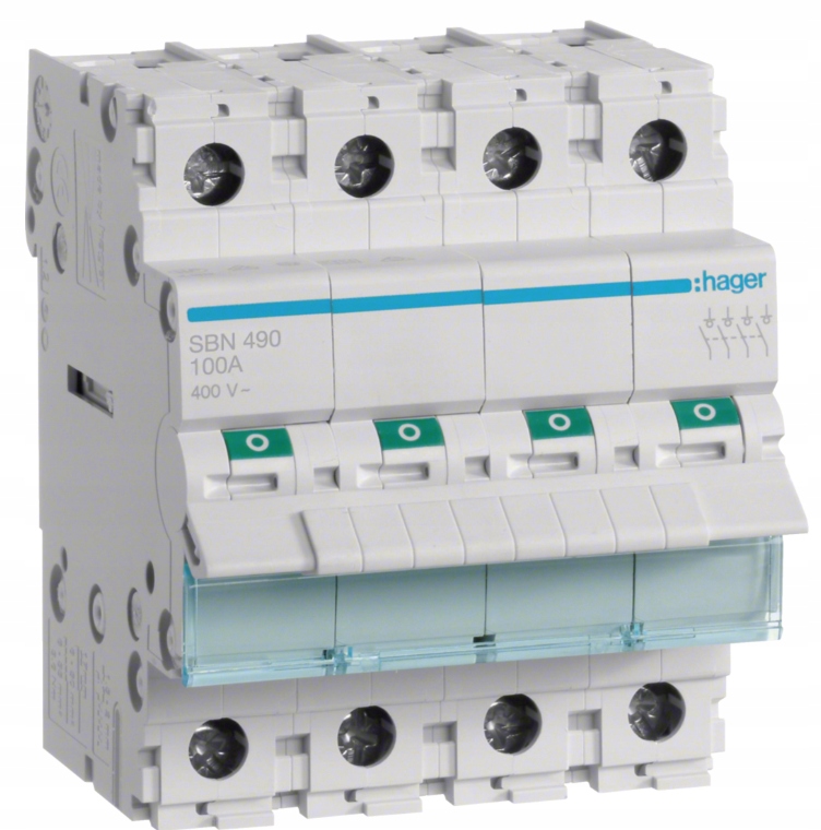 Rozłącznik modułowy Hager 4P 100A SBN490