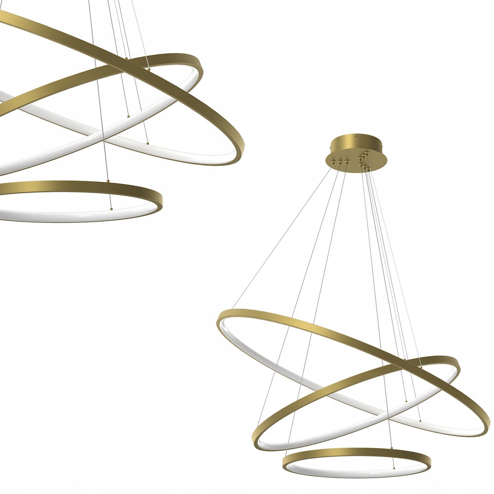 Lampa wisząca Hoop Gold 93W Led złote okręgi barwa neutralna ML1547 Milagro