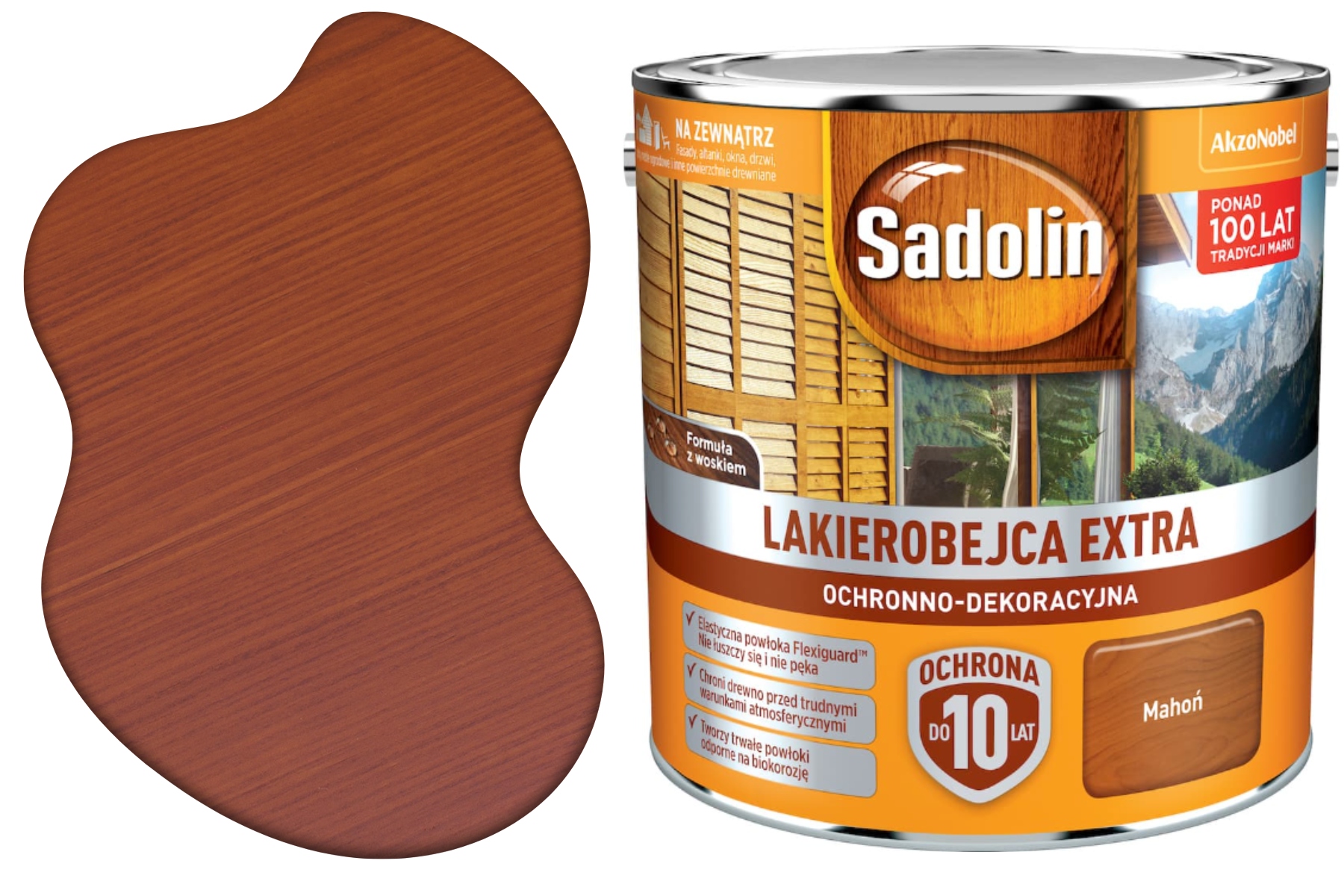 Sadolin Extra Do Drewna Lakierobejca Ochronna Dekoracyjna Mahoń 2,5L