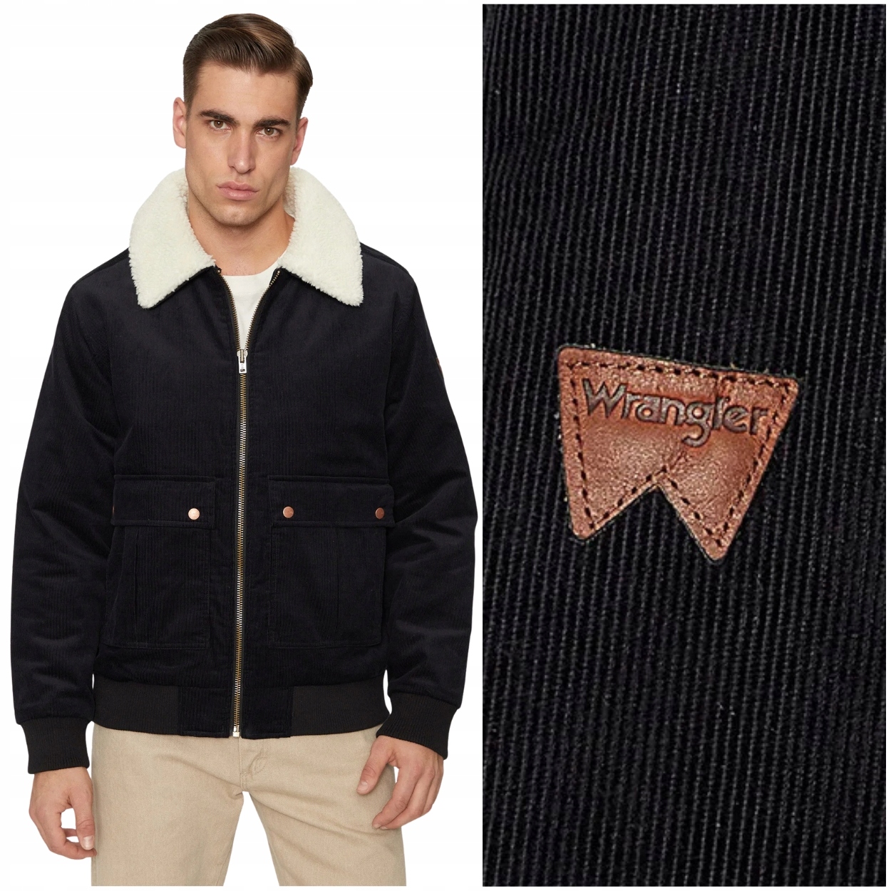 Wrangler Corduroy Aviator Black šusťáková zateplená pilotní bunda M