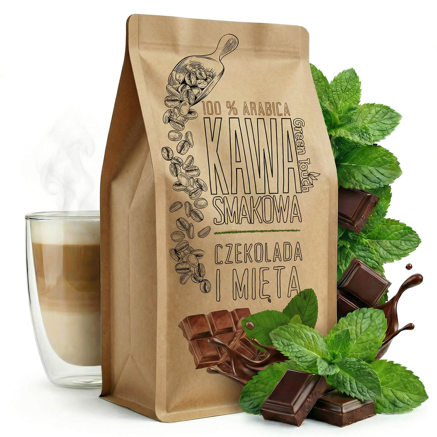 Levně Mletá Káva Čokoládově Mátová máta v čokoládě 1 kg Green Touch