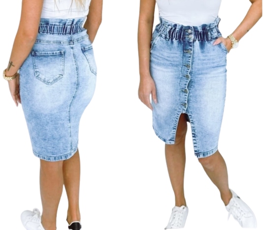 

Spódnica jeansowa midi z rozcięciem wysoki stan S