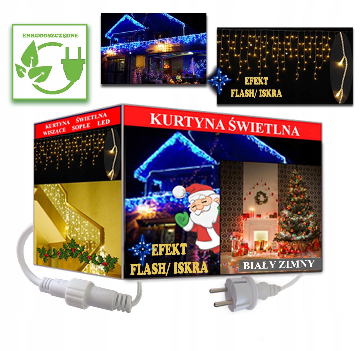

Kurtyna Sople 500 Led Zewnętrzne Biały Zimny Flash