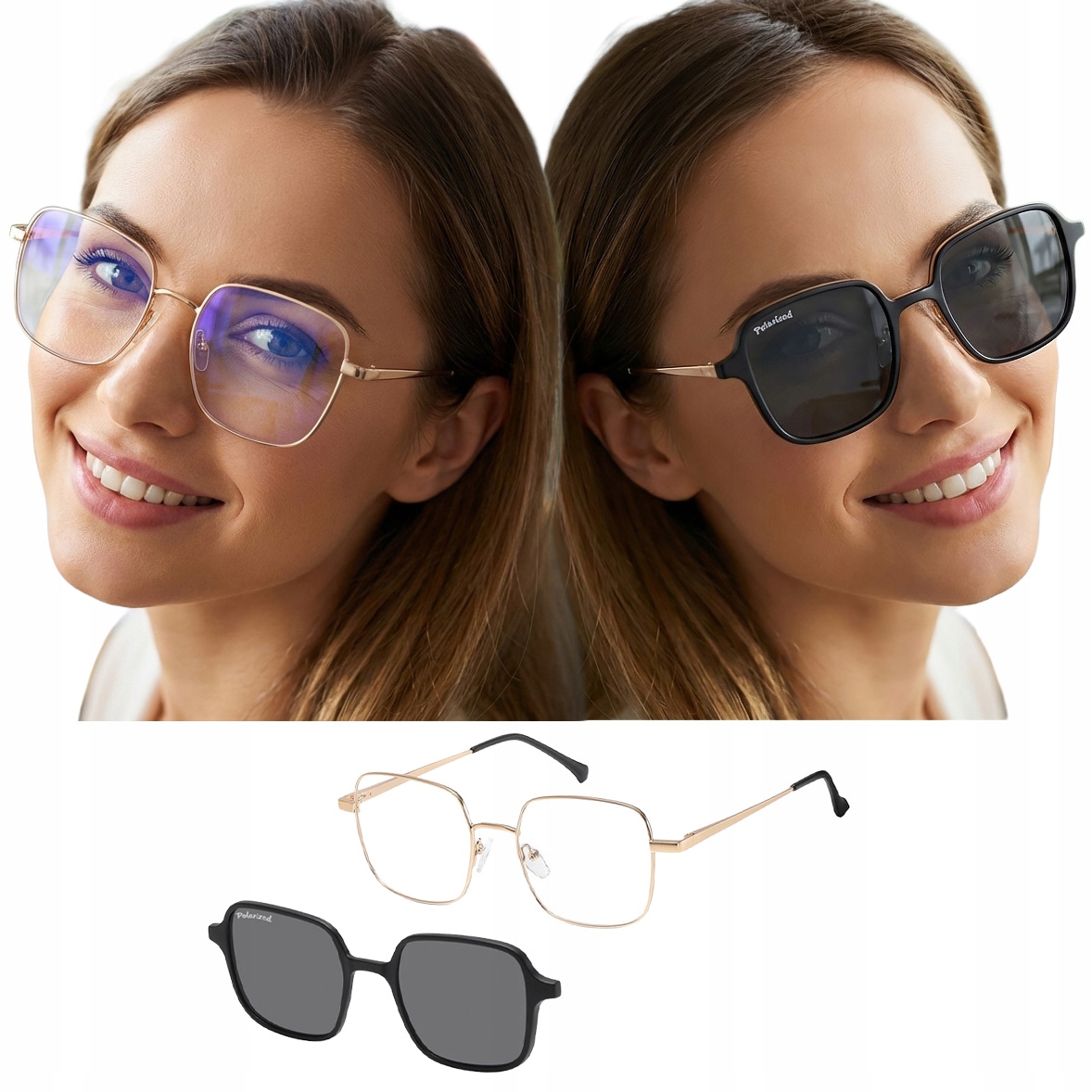 Okulary Oprawki Zerówki Clip On Nakładki Przeciwsłoneczne Uv 400