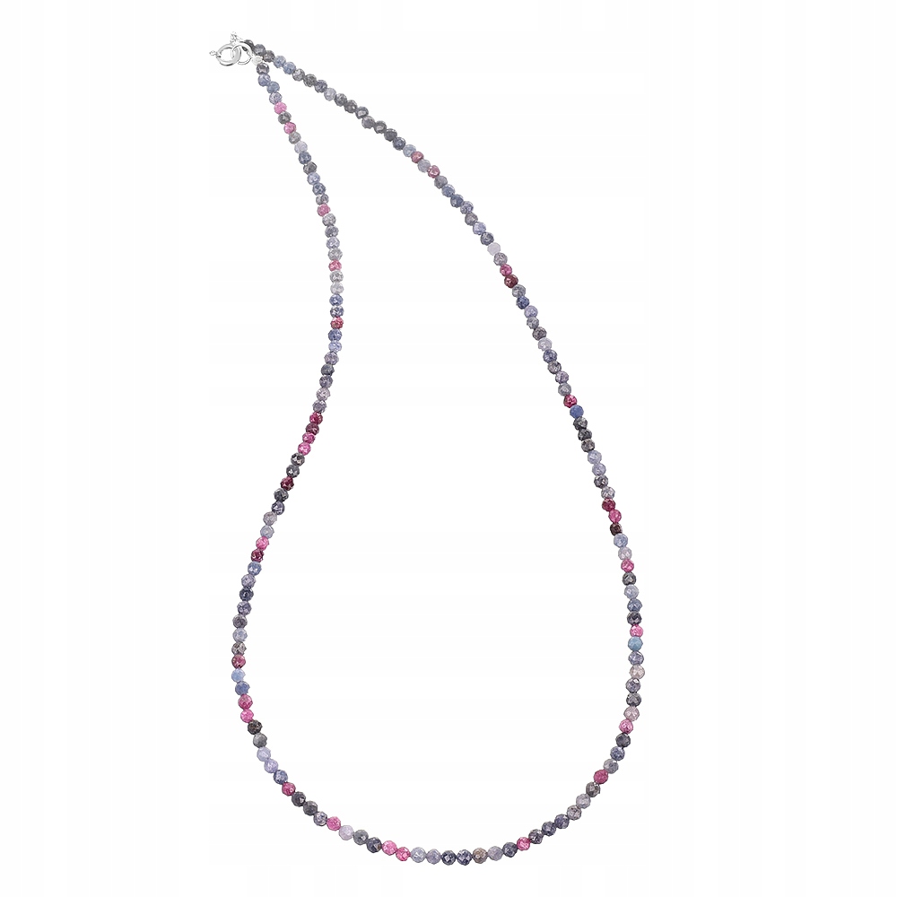 Náhrdelník přírodní Safíry a Rubíny kuličky fasetované 3mm stříbro 925
