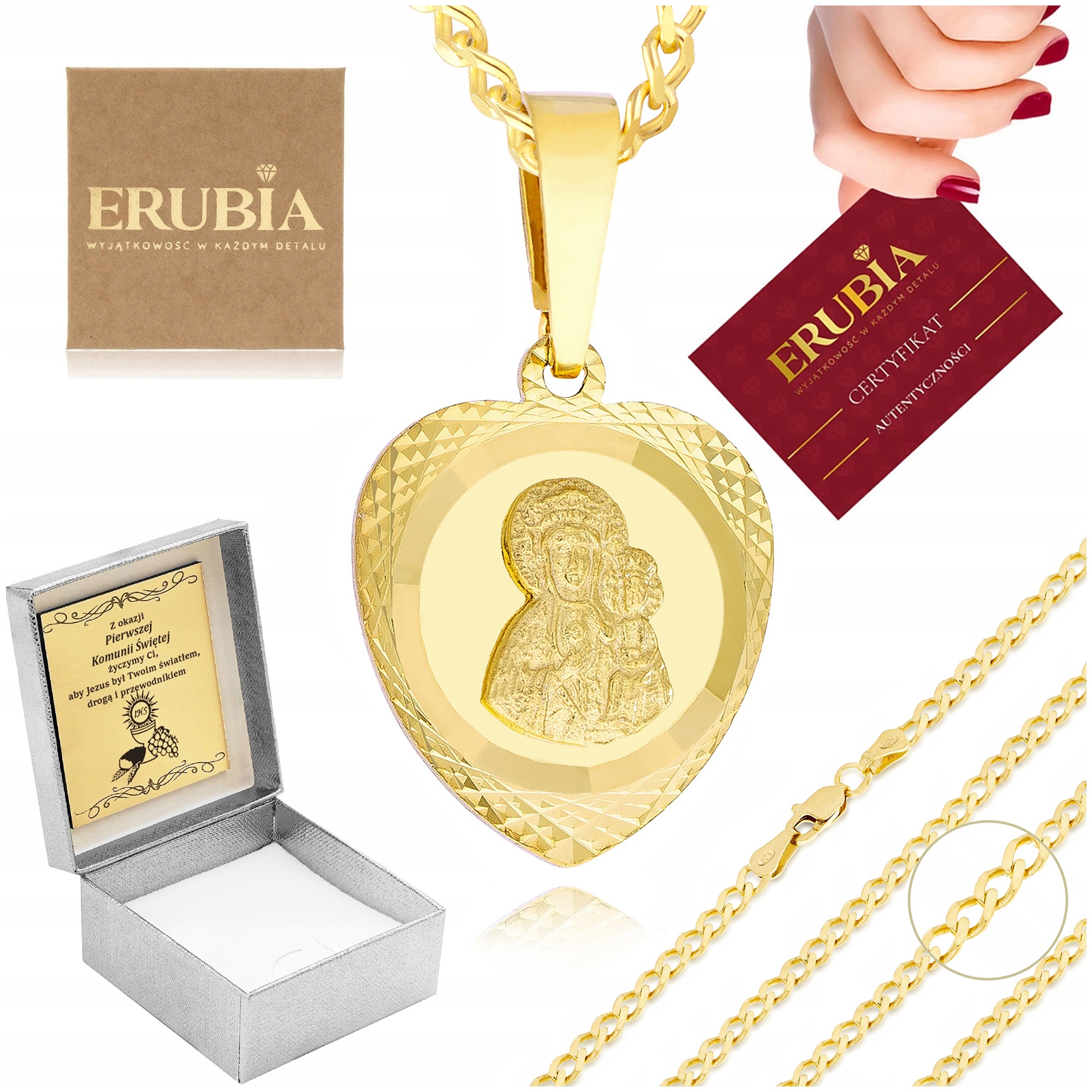 Památka Svatého Přijímání, Křtu, Pozlacený Řetízek Medailon 925 Gravírování