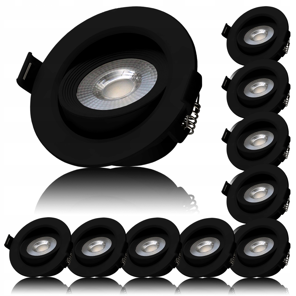 Stropní Očko Led Lampa Zapuštěná Výklopná 230V 7W IP20 Černá Neutrální