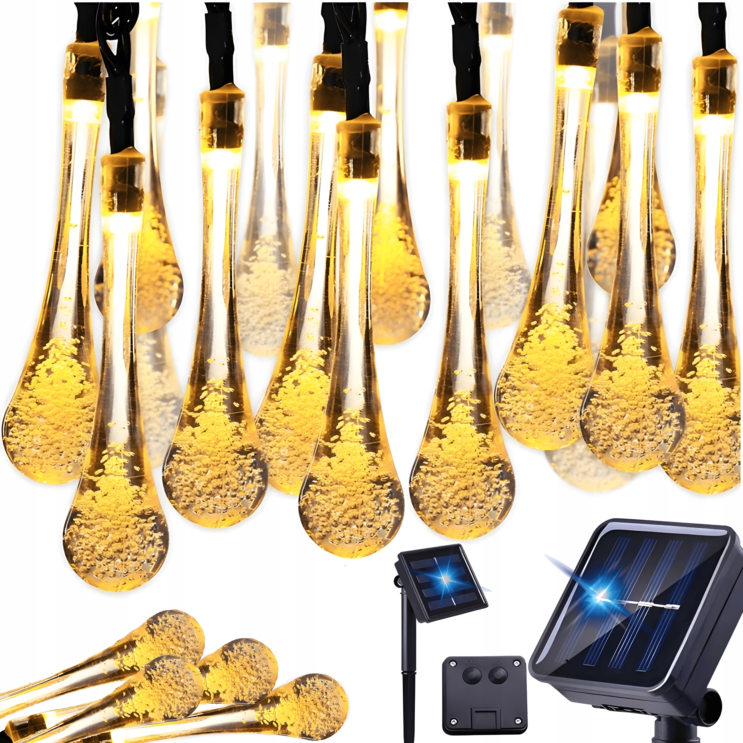 GIRLANDA SOLARNA OGRODOWA DŁUGA LAMPKI WYDAJNE ŻÓŁTE WODOODPORNE