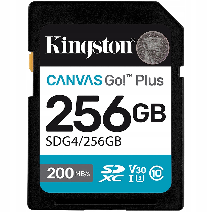 Kingston 256GB Sdxc Canvas Go Plus Gen4 200MB/s C10 Uhs-i U3 V30