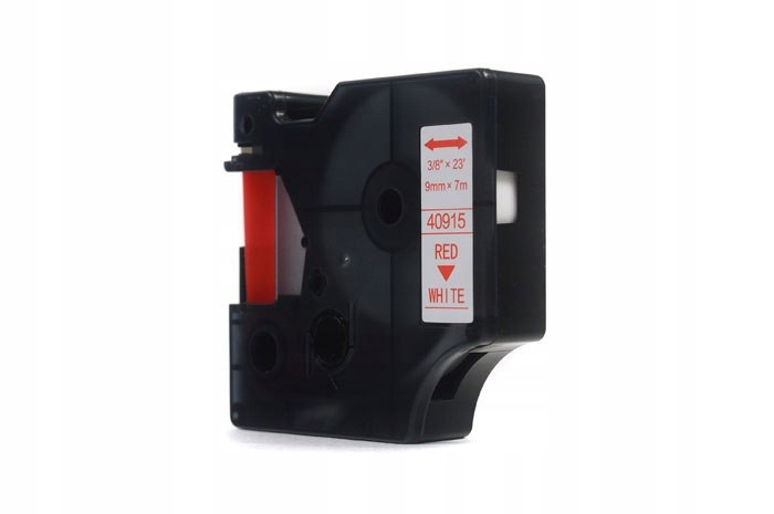 Taśma JetWorld Zamiennik Dymo D1 Czerwony na Białym 9mm x 7m LM100, LM100Pl
