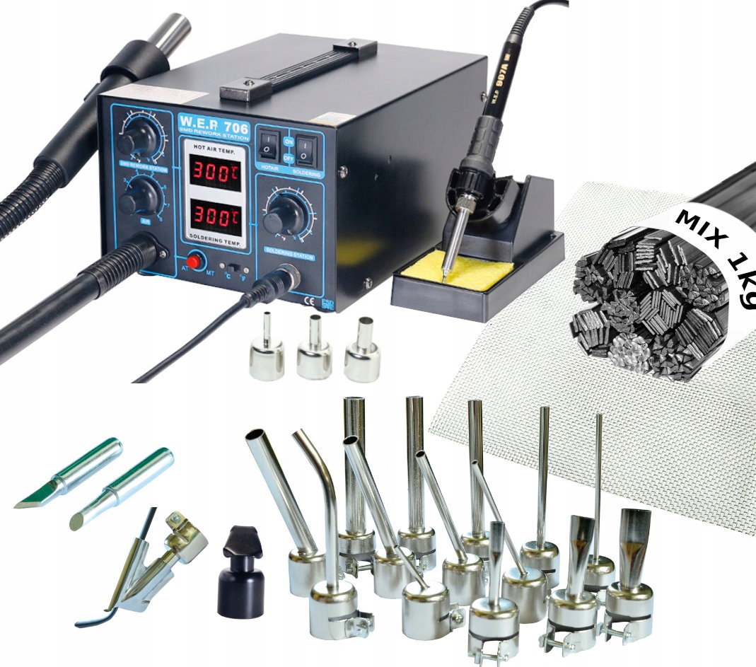 

Spawarka 706 +20dysz 1kg plastiku Gro+but+żelazko