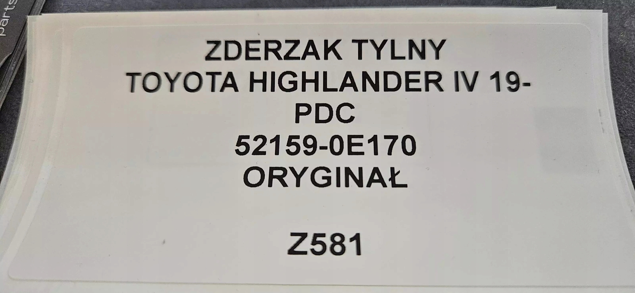 bumper rear TOYOTA HIGHLANDER IV 2019- PDC ORYG