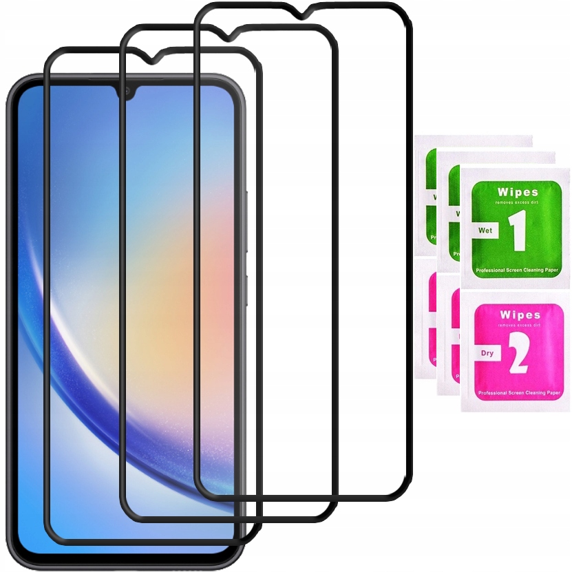 3x Szkło Na Cały Ekran Do Samsung A34 5G Pełne Hartowane Szkiełko 5D