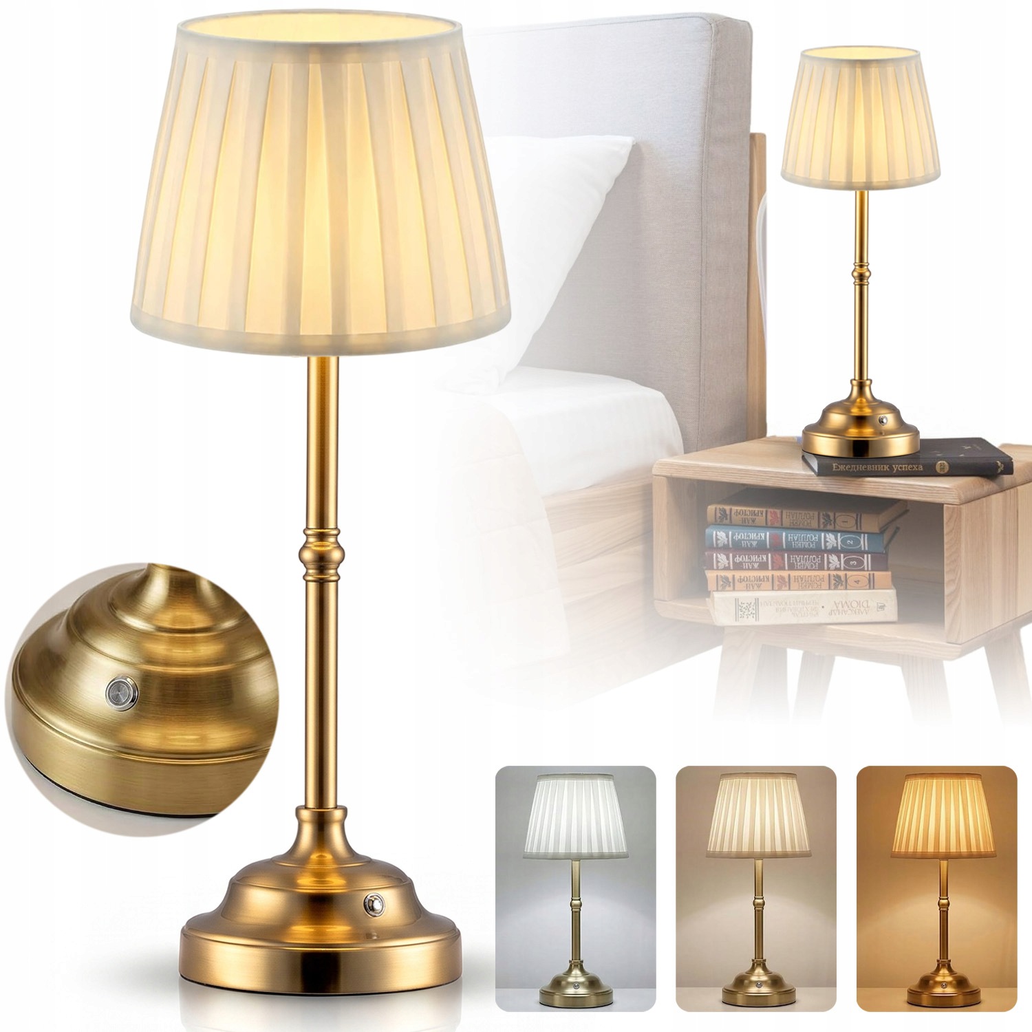 Noční Lampa Stolní Z Tkaniny Moderní Stolní Led 3 Režimy Do Ložnice