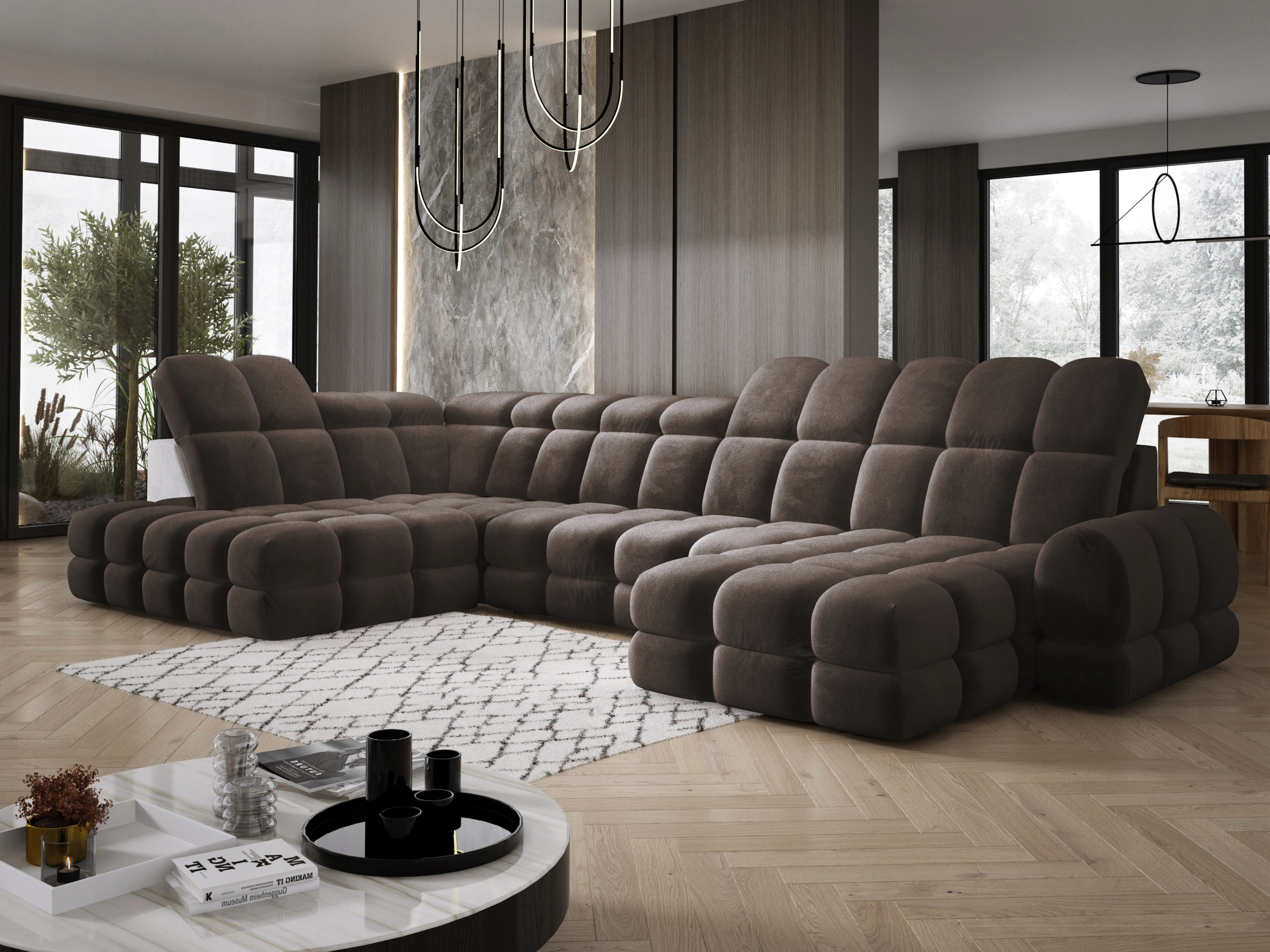 Moderní stylový Rohová Sedací Souprava Tollo XL Versailles s elektrickou funkcí spaní