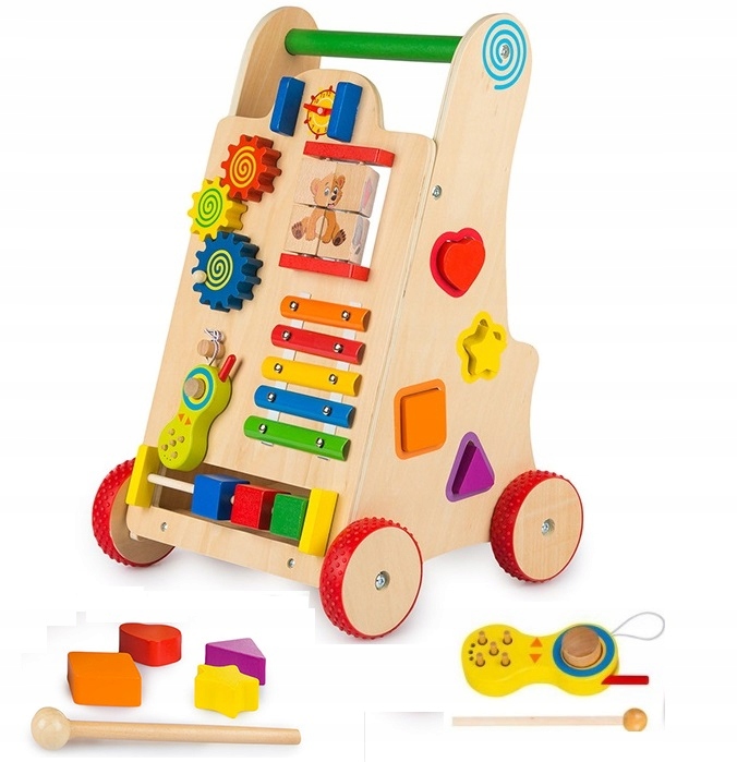 

Drewniany Chodzik Pchacz Jeździk Sorter Montessori