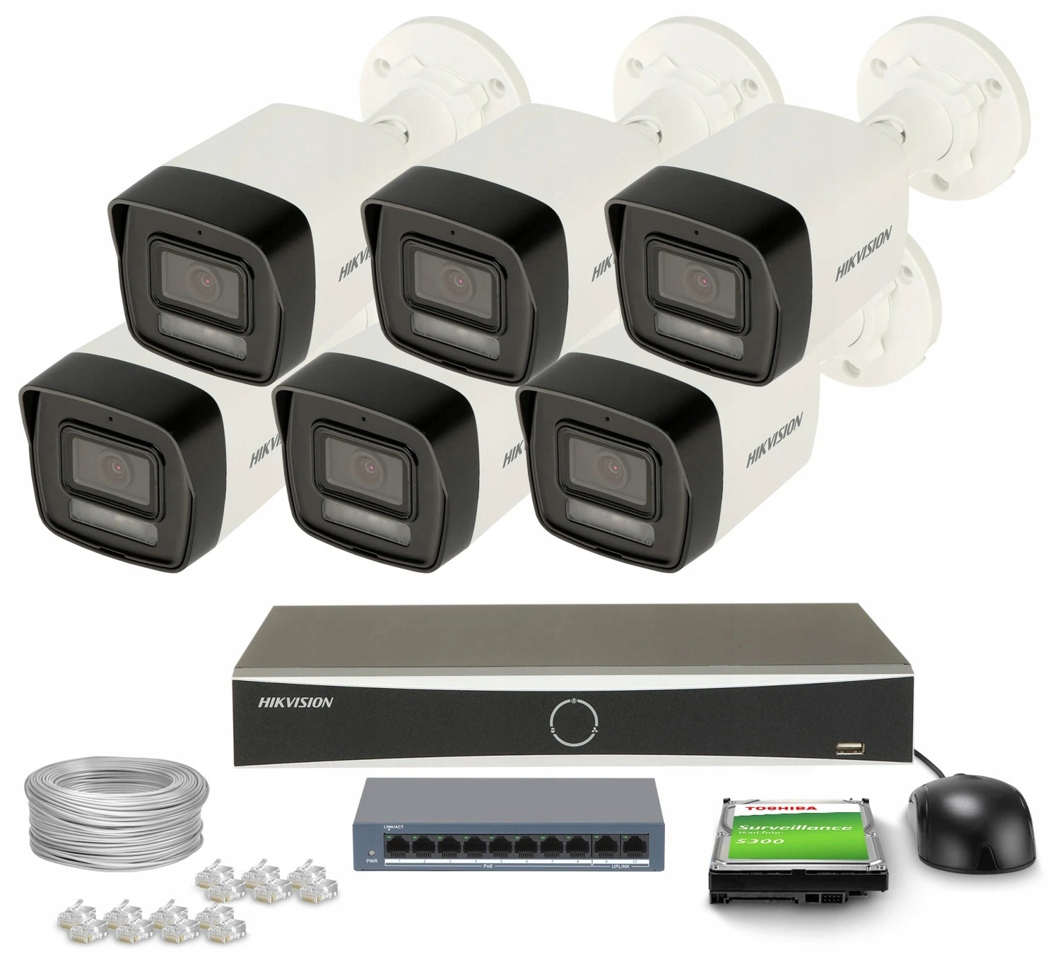 Sada na monitorovanie domu Ip 6x DS-2CD1043G2-LIU DS-7608NXI-K1(D) 4MPx IR30