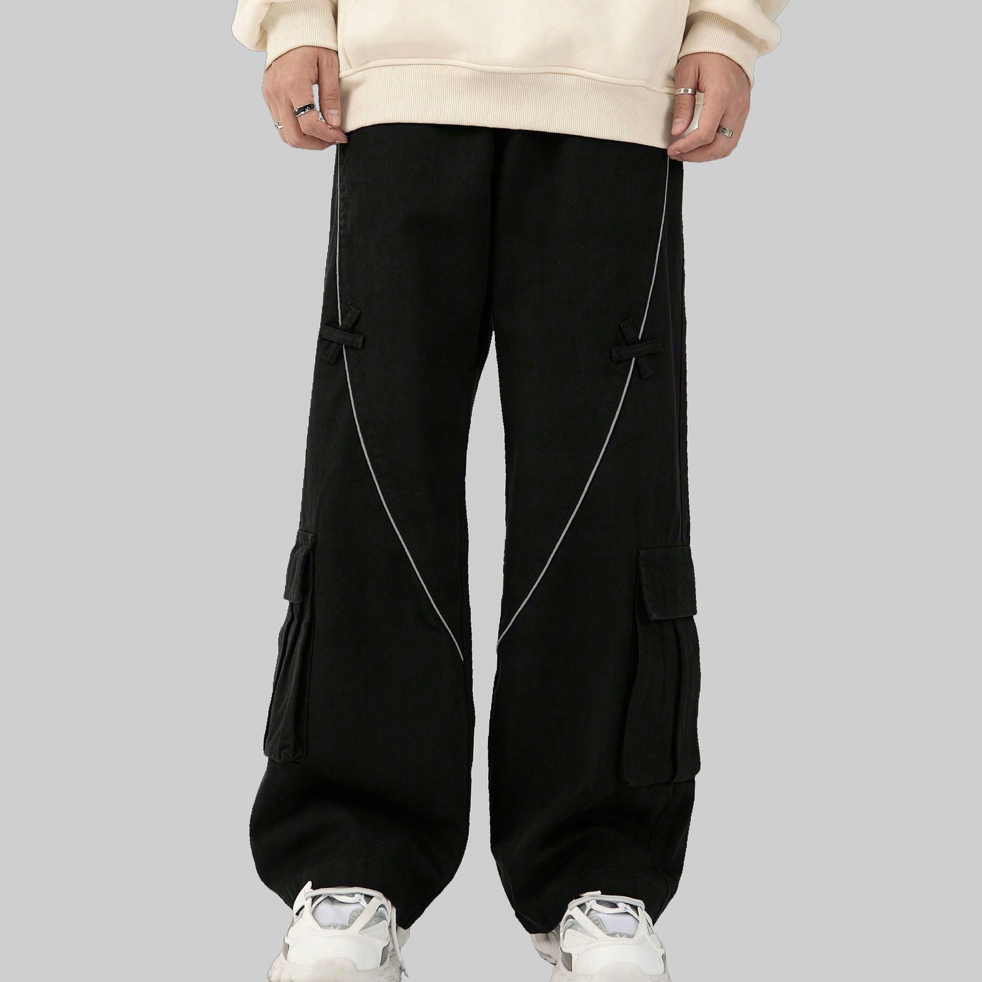 Pánské Džíny Kapsáče Cargo Streetwear Černé Romwe Casual 32