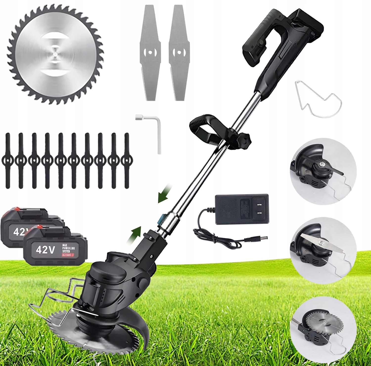 Kosa Podkaszarka Akumulatorowa 42V Z Obrotem 90° I Zabezpieczeniem Przed