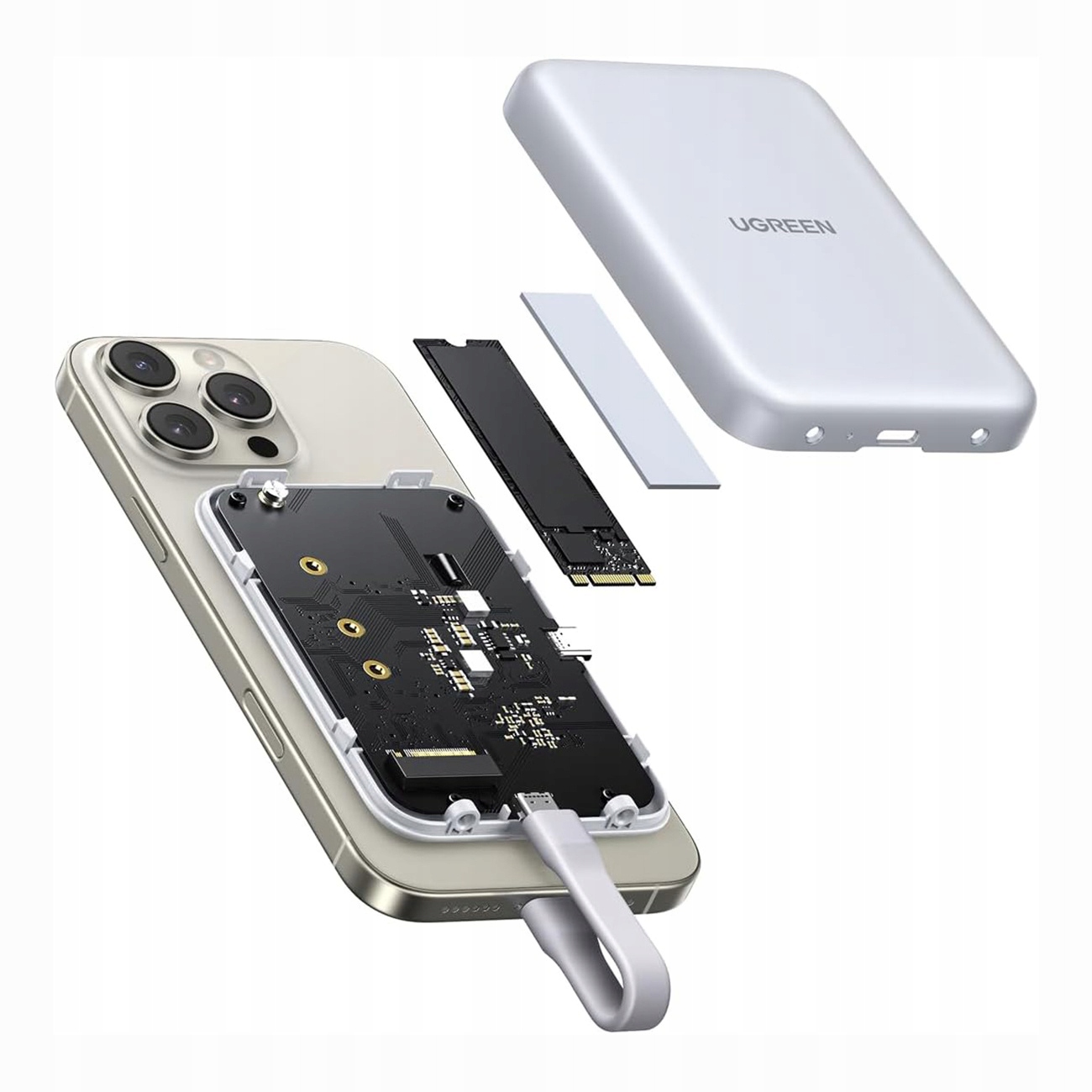 OBUDOWA MAGNETYCZNA NA DYSK M.2 NVME SSD KIESZEN NA DYSK ADAPTER BIALA