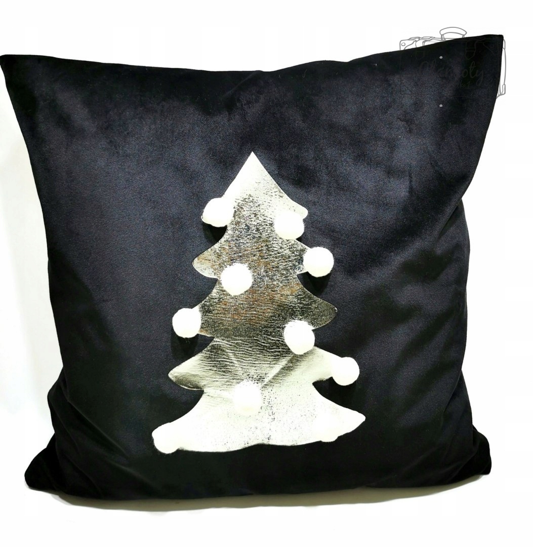 POSZEWKA ŚWIĄTECZNA CZARNA, SREBRNA CHOINKA