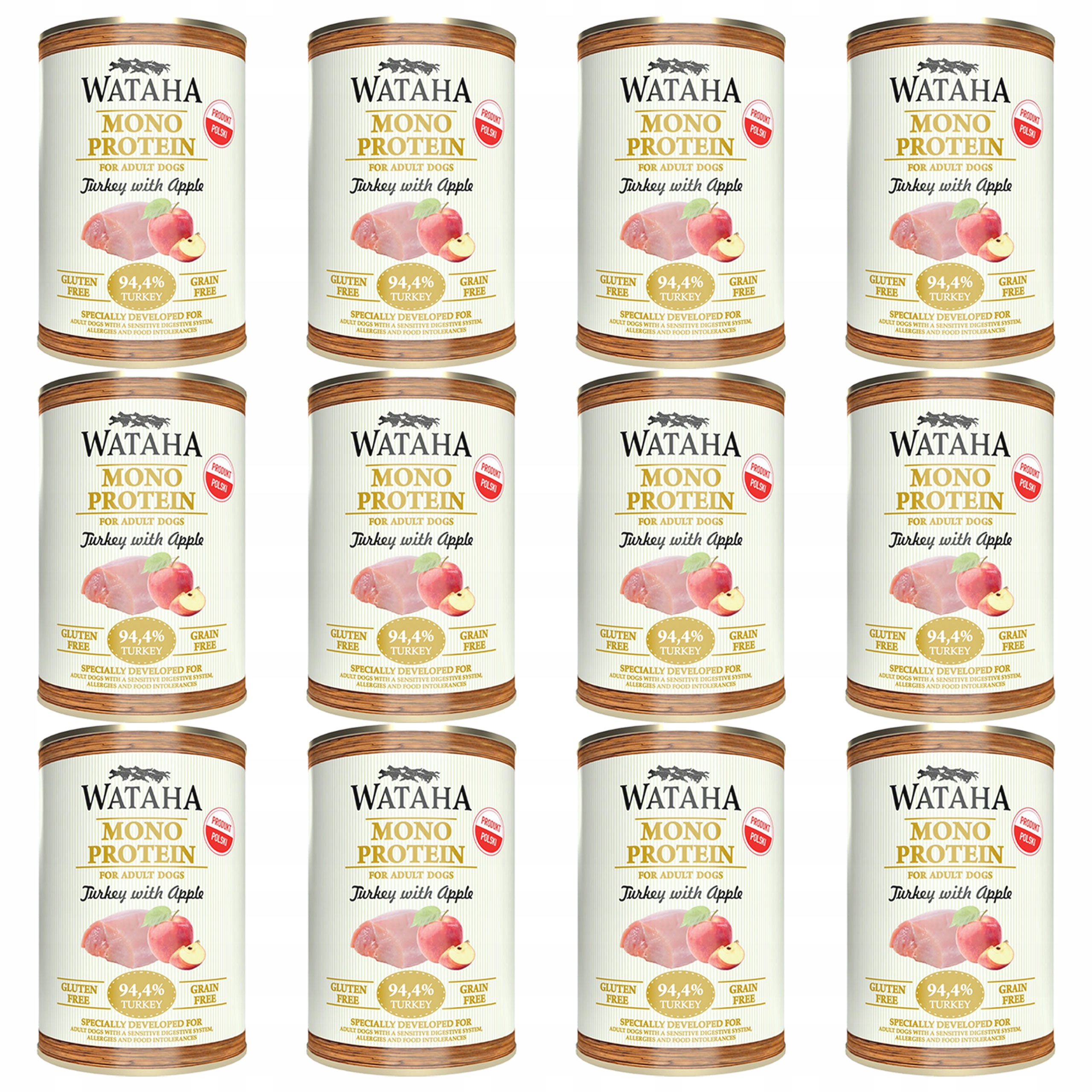 Wataha Mono Protein Adult vlhké krmivo pro psy Krůta s jablkem 12 x 400 g