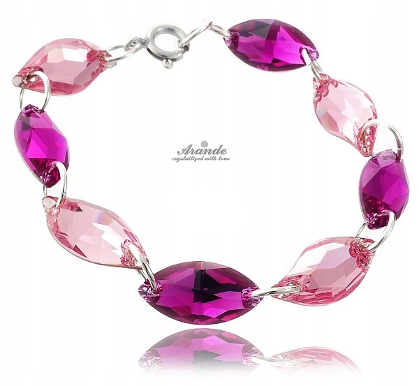 Křišťálový náramek Rose Fuchsia Stříbro Arande