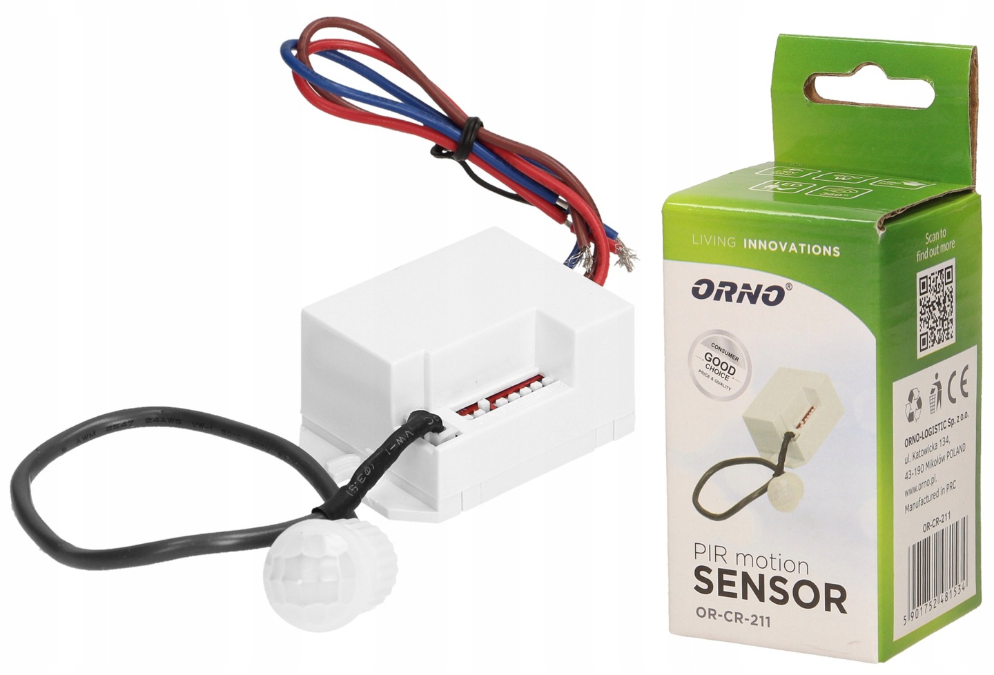 

Mini Czujnik Ruchu Z Zewnętrznym Sensorem Led 230V