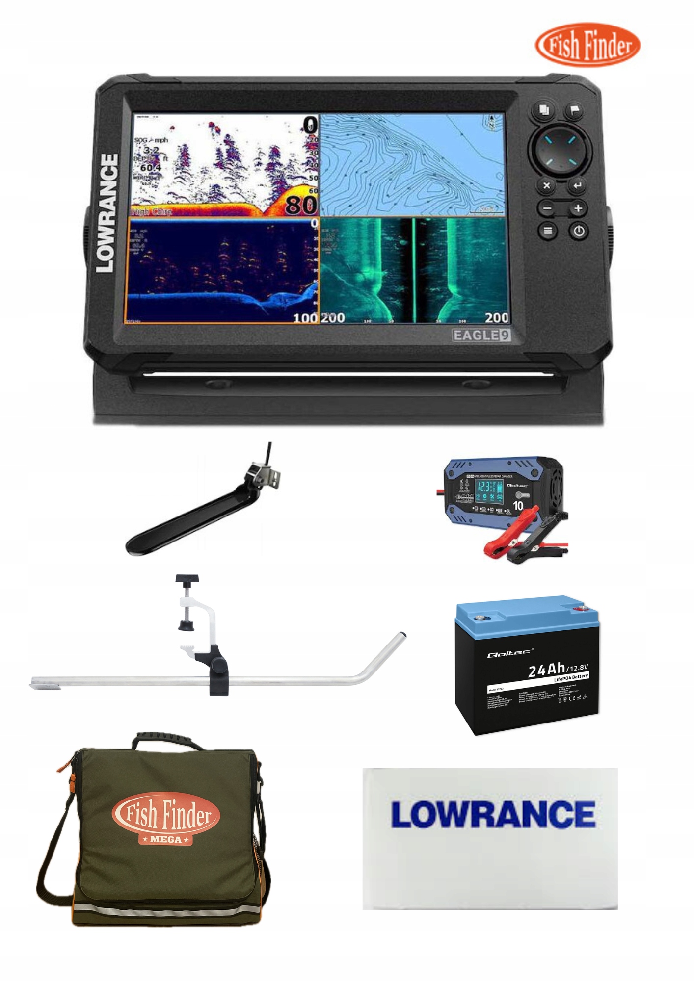 Echosonda Lowrance Eagle 9 Tripleshot Hd Zestaw Z Lfp 20AH Mapa Polski