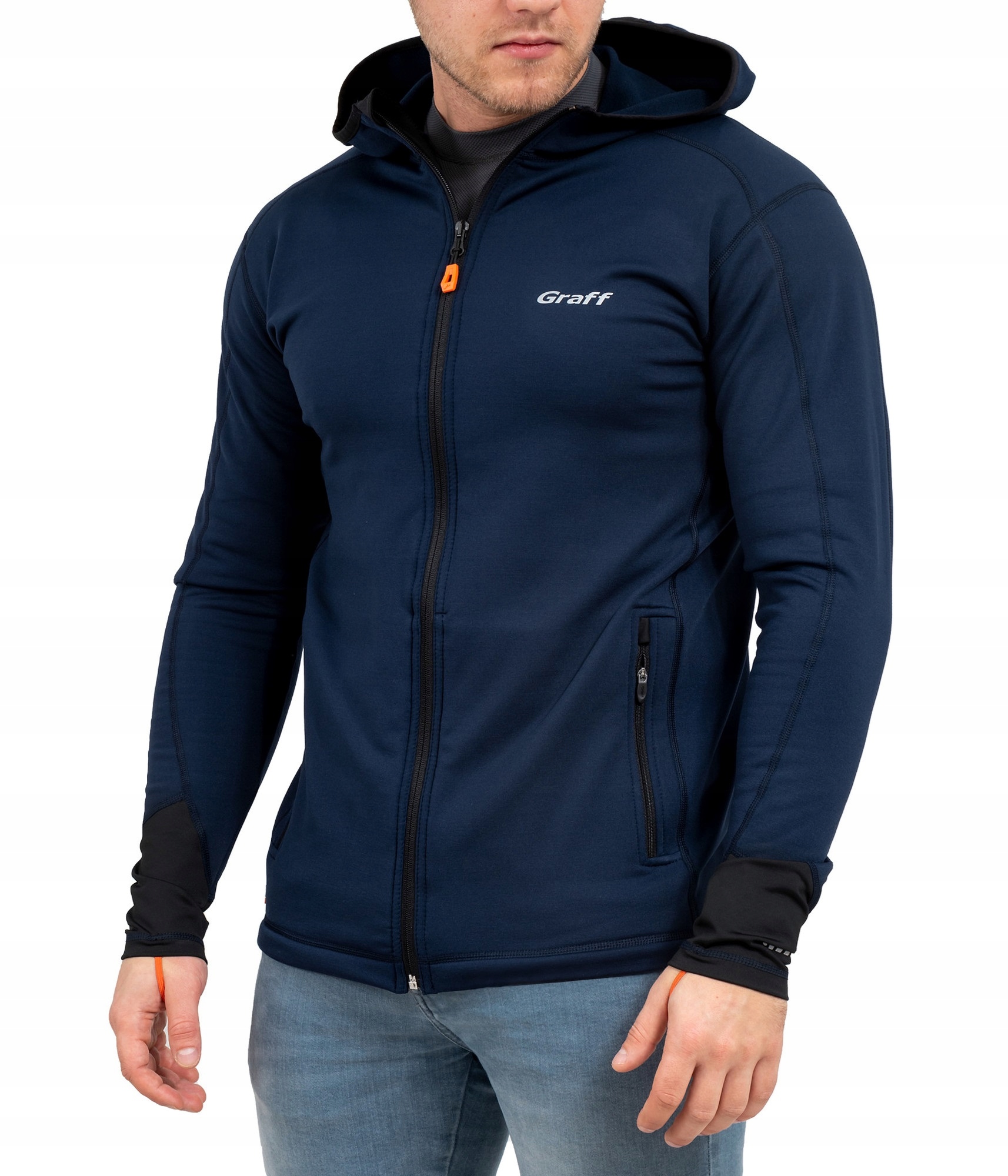 teplá mikina Graff s kapucí -BL-3 velikost 2XL