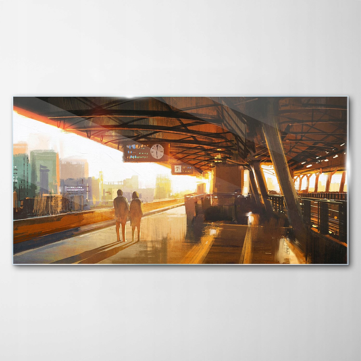 Obraz na skle Dekor Pár čaká na vlak 100x50
