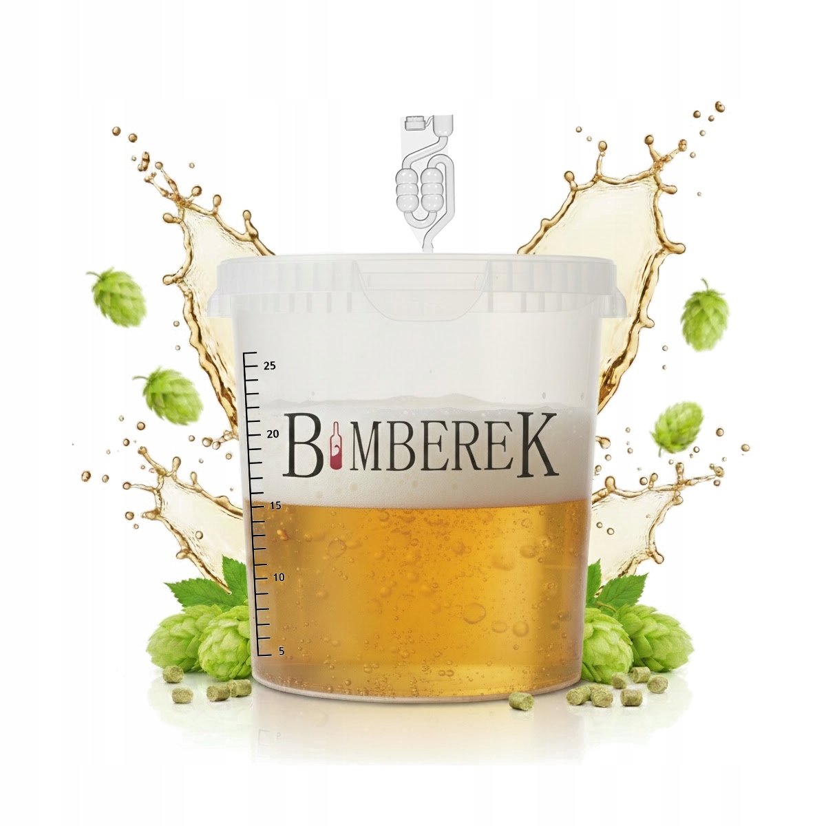 POJEMNIK FERMENTACYJNY 33l Z RURKĄ WIADRO BEZBARWNE NA BIMBER WINO PIWO