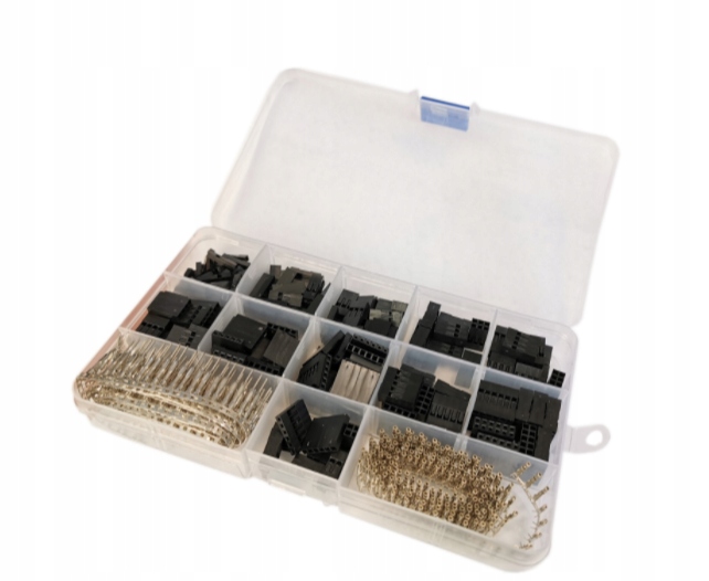 Zestaw obudów czarnych z pinami 620szt goldpin męski żeński