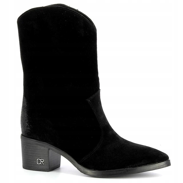 Carinii B5539 Kotníkové Boty Kovbojské Boty Semišová Kůže Černé
