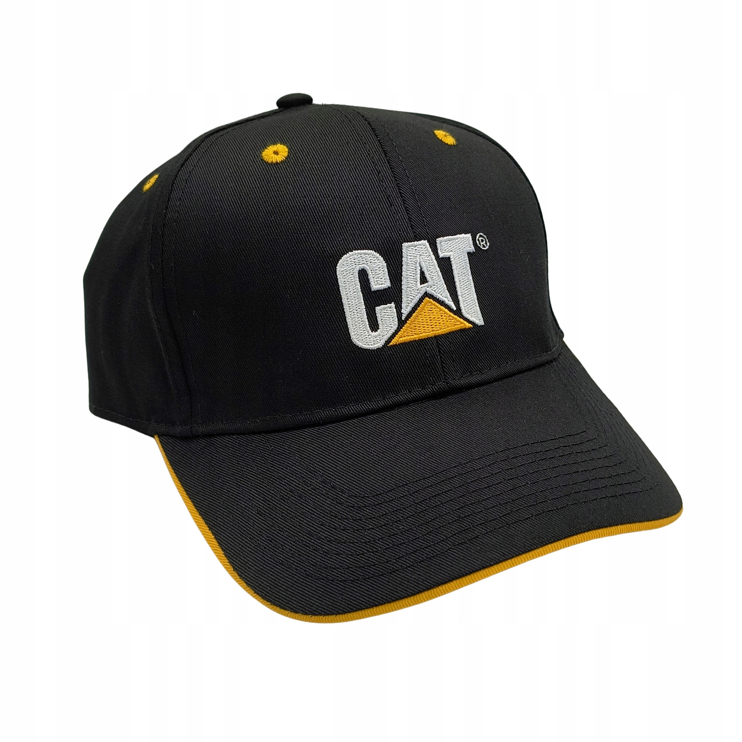 Czapka z daszkiem Cat Caterpillar Oryginał! Żółty Daszek, Haft
