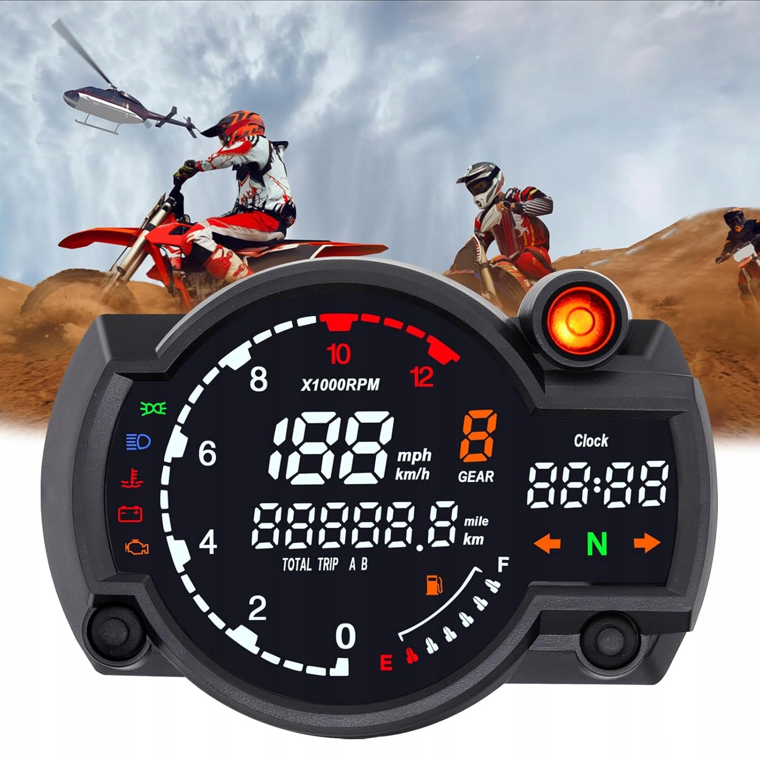 Motocyklový rýchlomer 12000 Rpm Tachometer 0-299 Km/h