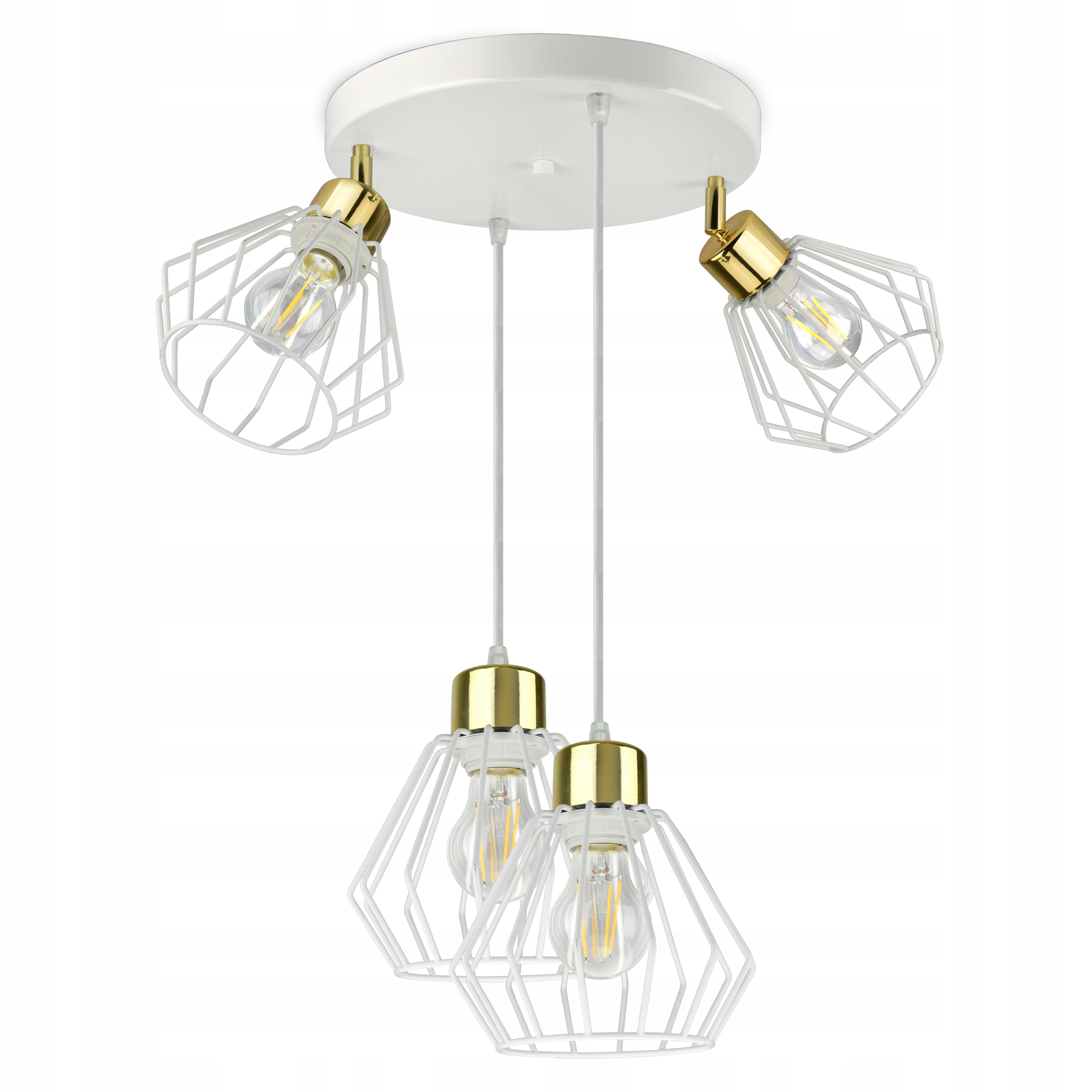 Lampa Stropní Svítidlo Lustr Glamour Bílá Zlatá Led