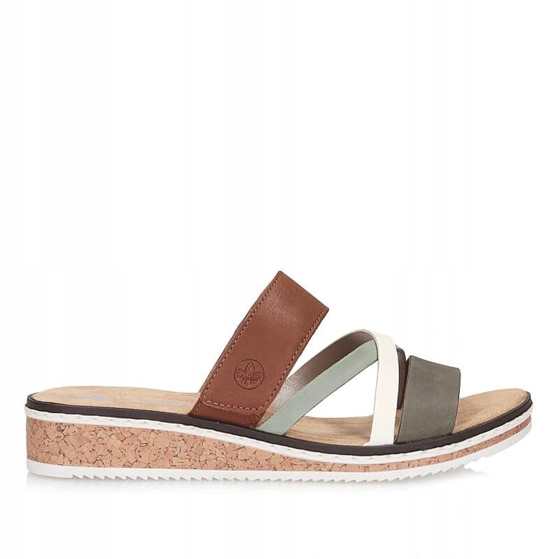 Nazouváky pantofle Rieker V3652-91 vícebarevné na platformě