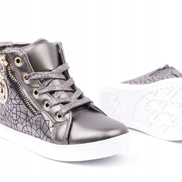 SZARE BOTKI DZIEWCZĘCE SNEAKERSY BUTY SPORTOWE DZIECIĘCE PŁASKIE SUWAKI Marka Inna marka