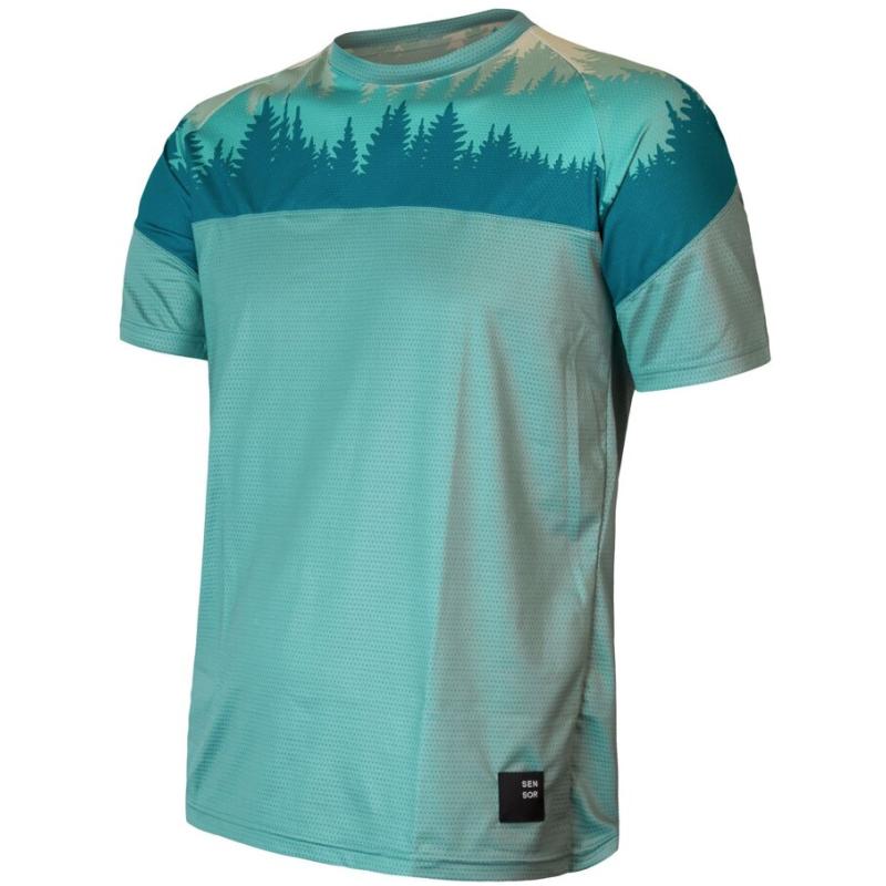 Sensor Triko Coolmax Impress pánské krátký mátová vzor stromy S