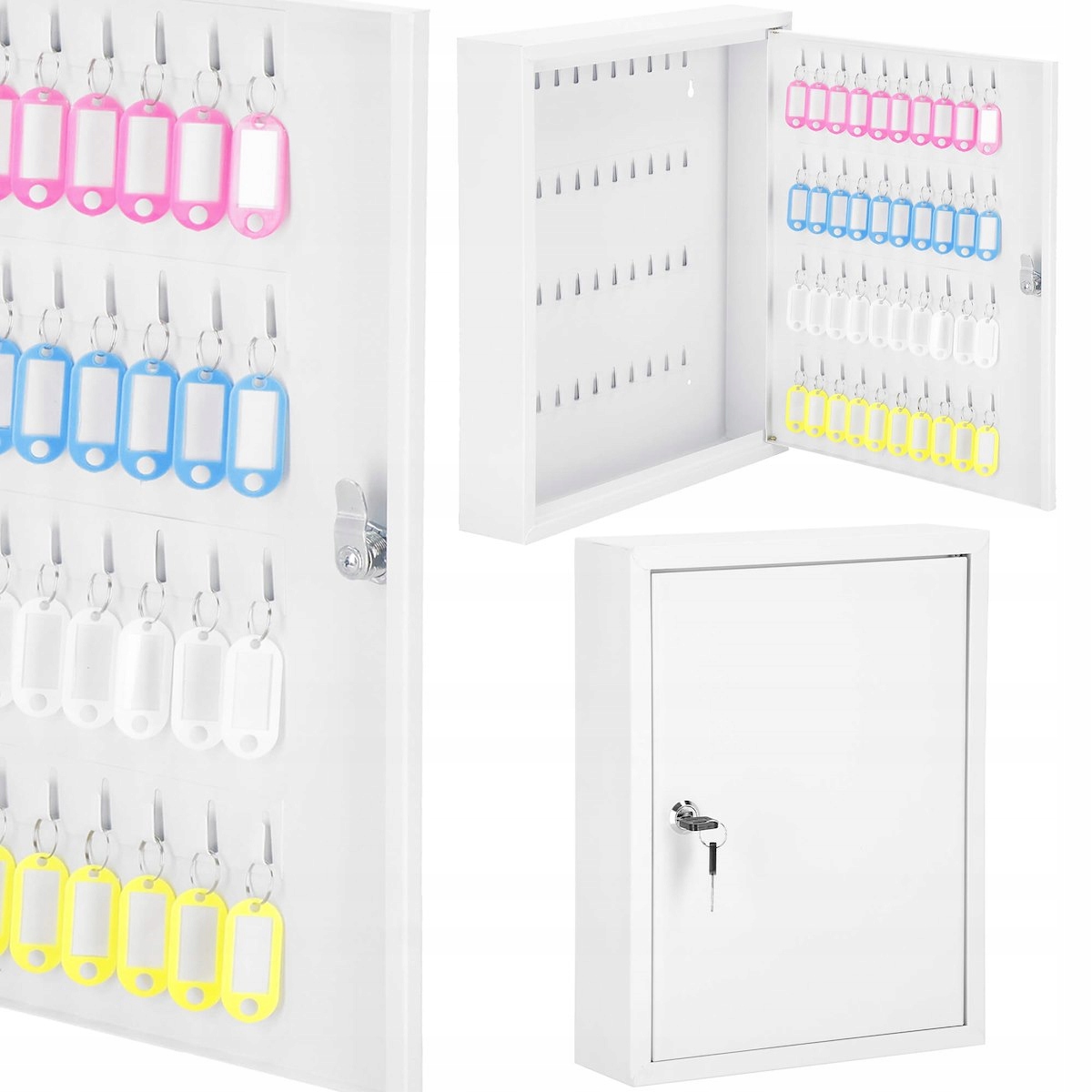 

Skrzynka Szafka Na Klucze 80 szt Kasetka Biała