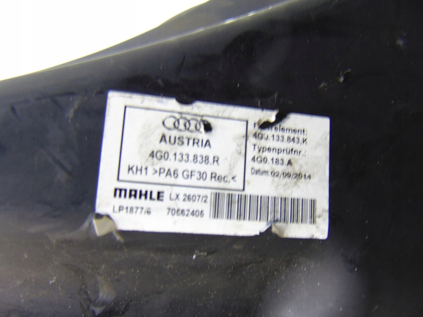 Gehäuse filter luft AUDI A6 A7 4G 2.0 TDI 4G0133838R
