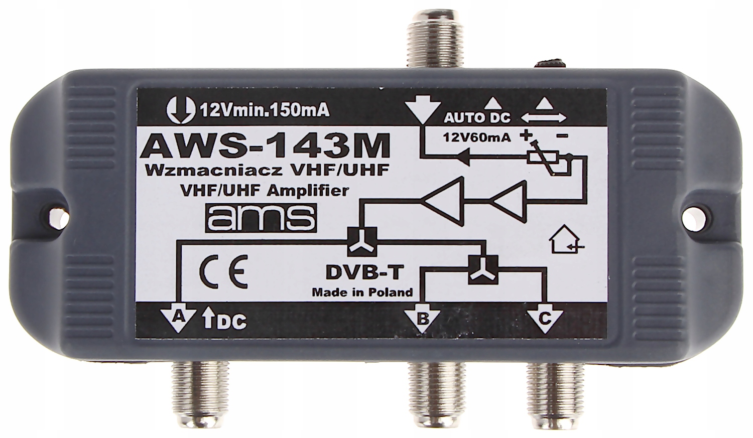Wzmacniacz antenowy AWS-143M 15/20dB AMS Model AWS-143