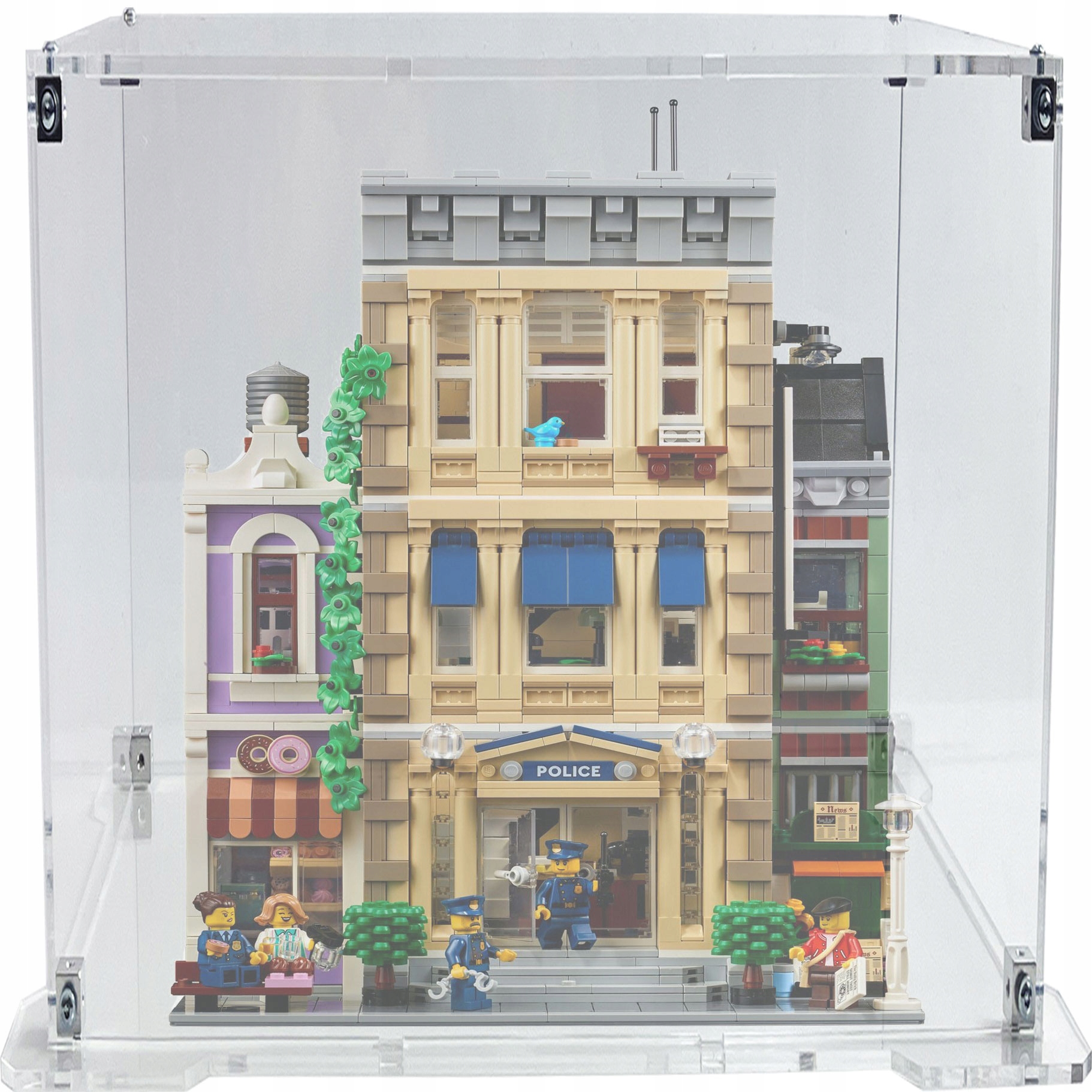 Vitrína s podstavcem pro sadu Lego 10278 Creator Expert Policejní stanice