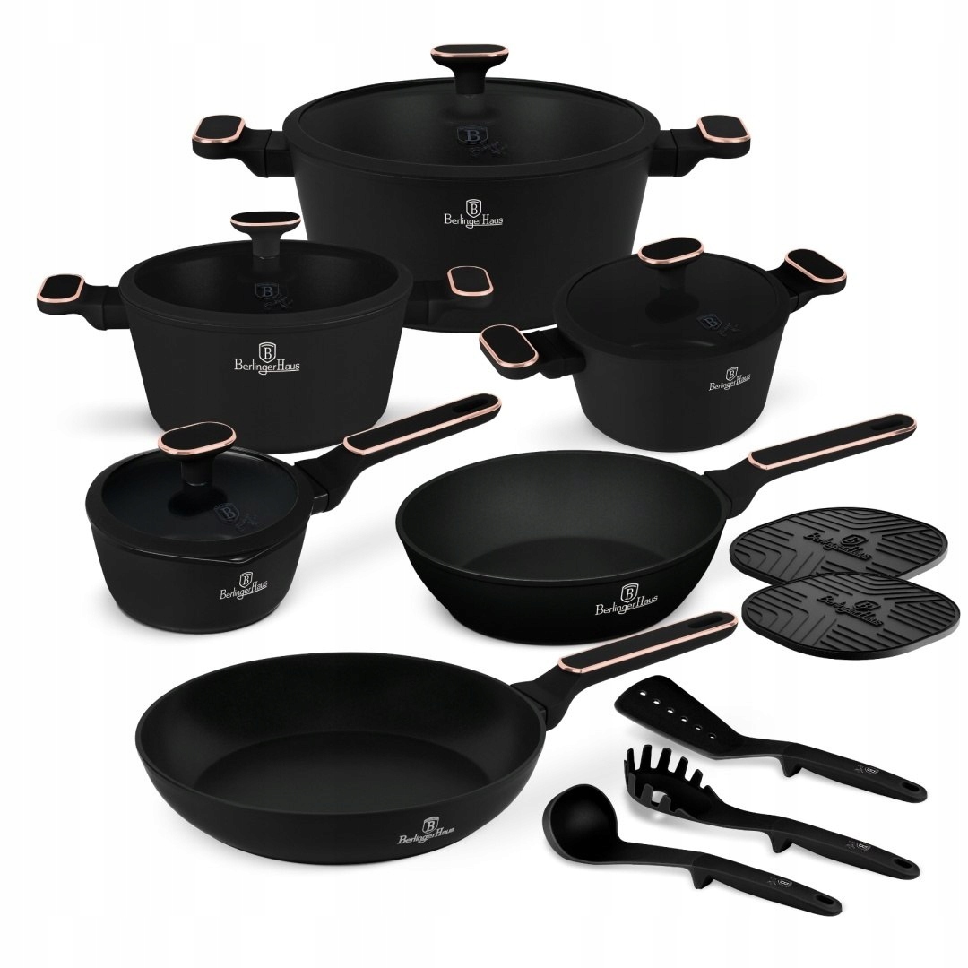 Sada 15 ks hrnce, panvice, príslušenstvo BerlingerHaus Bh- 8363 Black Ro