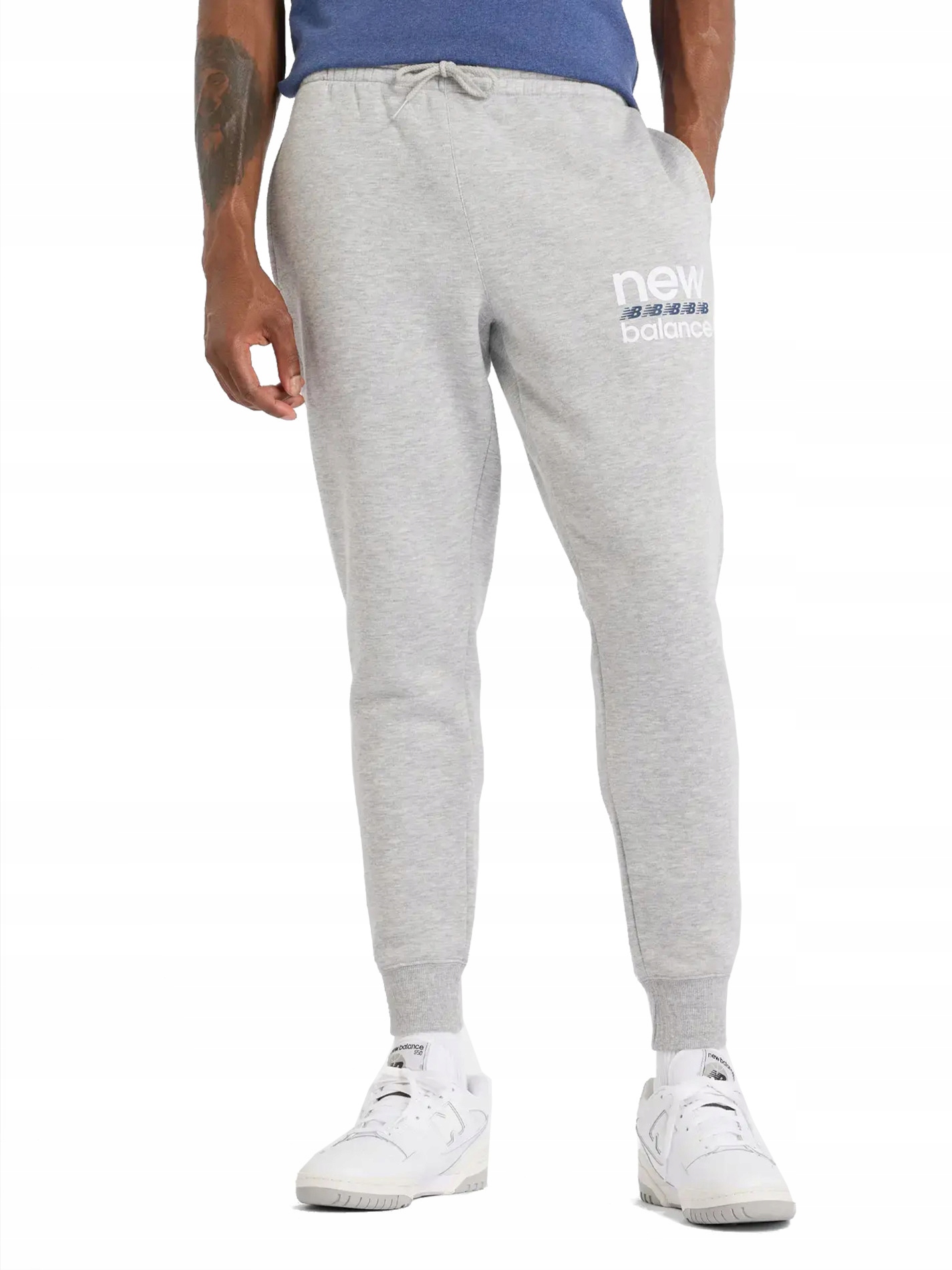Pánské kalhoty New Balance tepláky MP51940AG joggery šedé teplé 2XL
