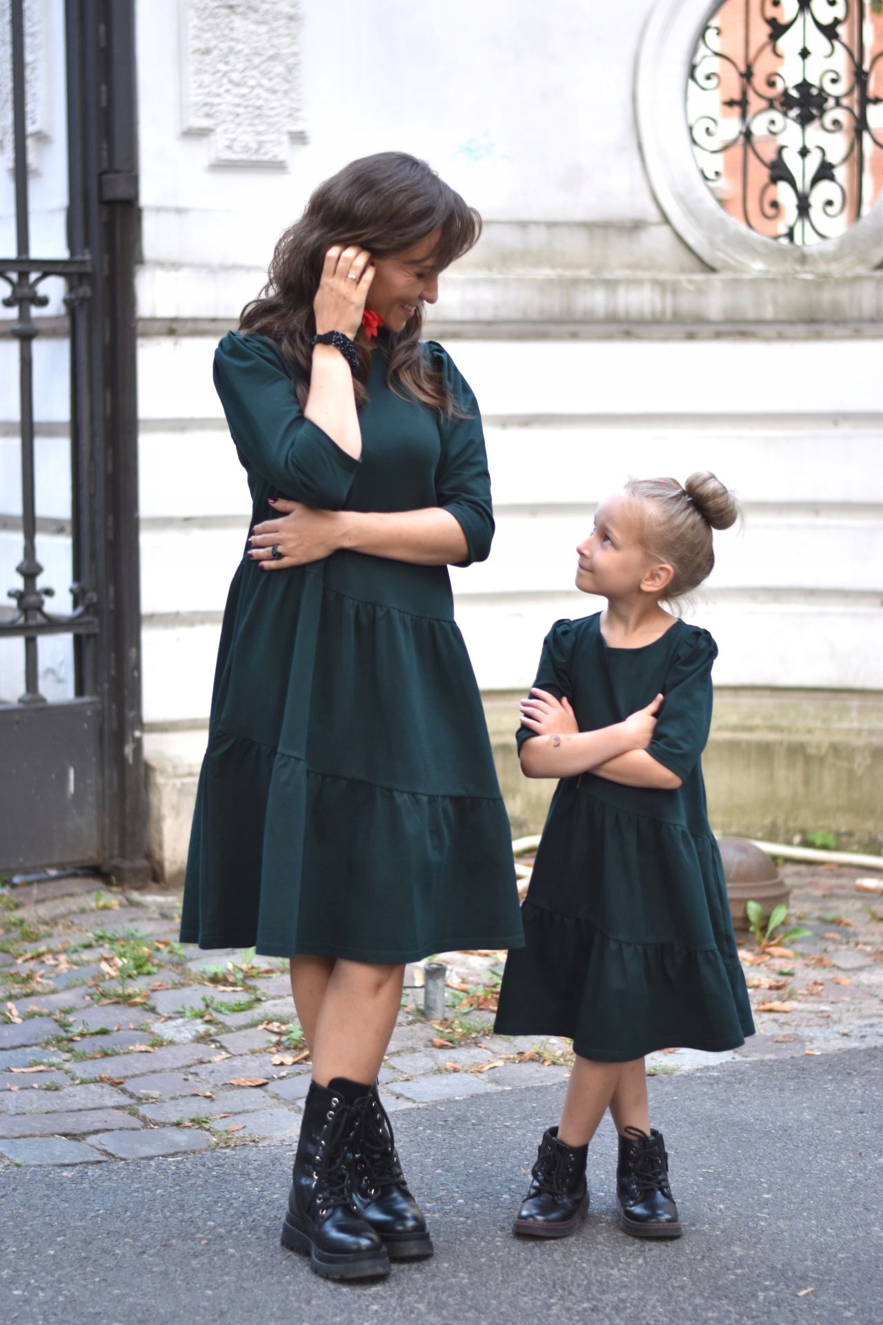 SUKIENKI DLA MAMY I CÓRKI - ZIELONE FRILLS