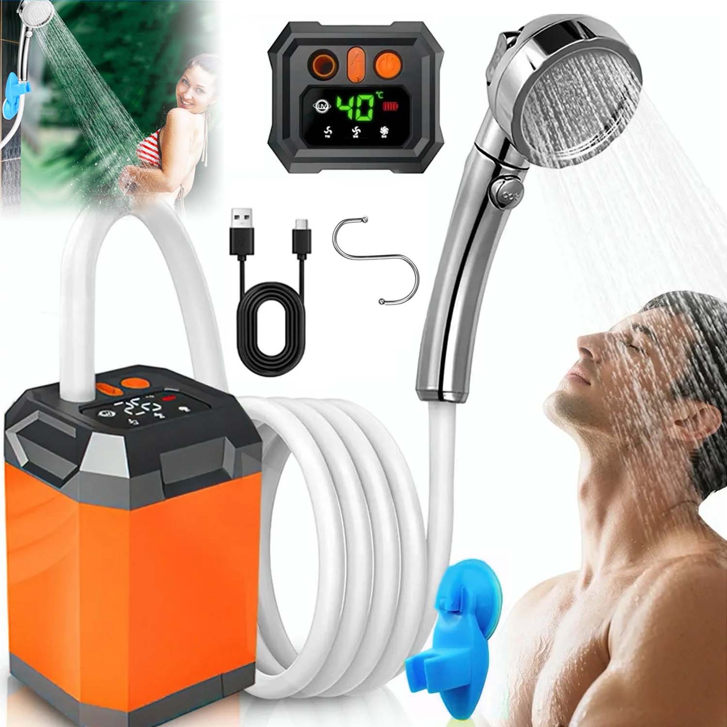 Přenosná Turistická Sprcha, Vestavěná Uv Lampa S Pumpou, Taška 5400MAH